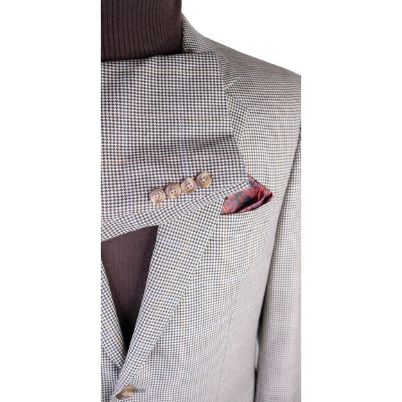 Jos A Bank Blazer Sz 40R/S Houndstooth Sports Coat Suit Jacket Wool/Silk 2Button - Picture 6 of 13